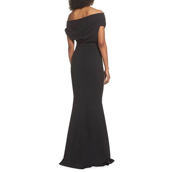 NWT Katie May Hannah Off The Shoulder Crepe Trumpet Gown Maxi Dress - Picture 3 of 11